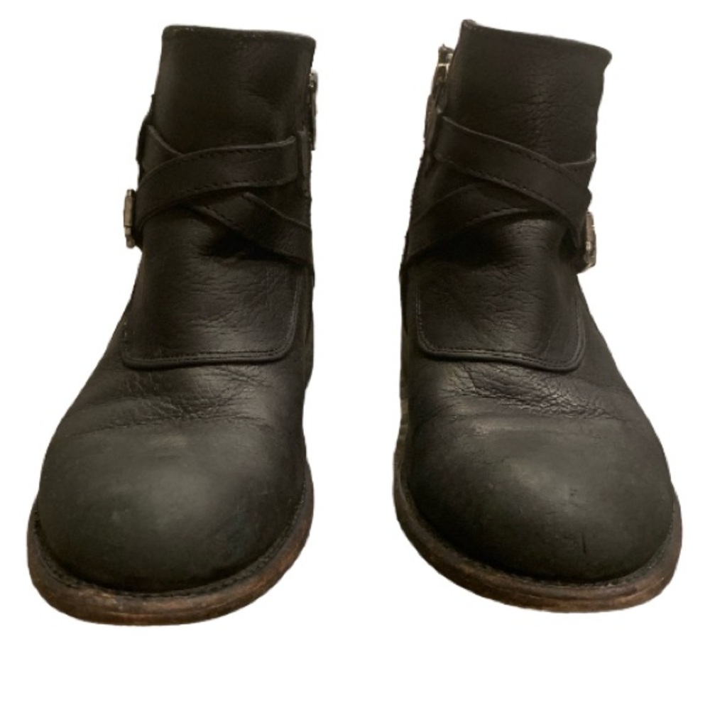 FRYE Jayden Cross Strap Black Leather Boots - Picture 5 of 10